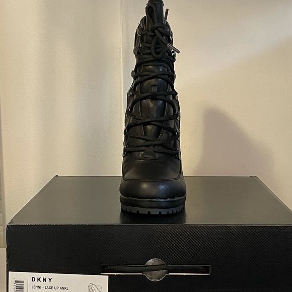 DKNY Lenni Leather Lace-Up Booties - Picture 2 of 5